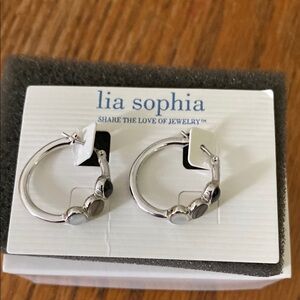 Lia Sophia Silver C-Shape Hoop Earrings